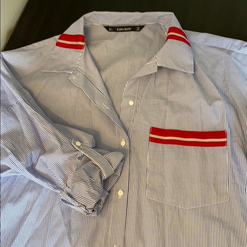 Oversized button up top